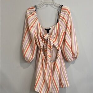 Forever 21 Orange Tie Front Jumpsuit